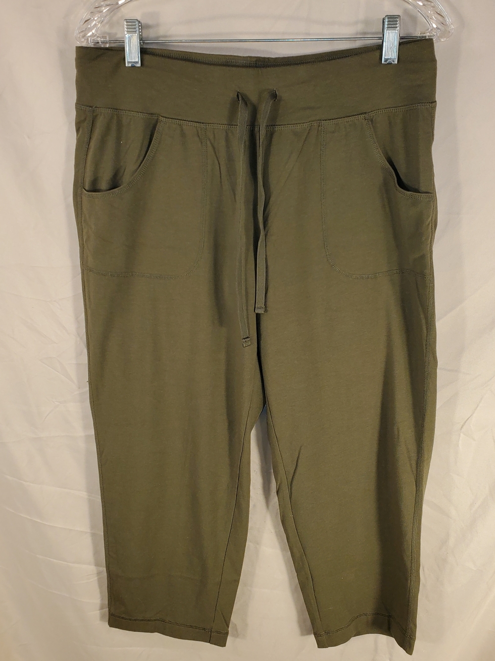 Athletic Works Olive Green Drawstring Track Capri Joggers - M (8-10)